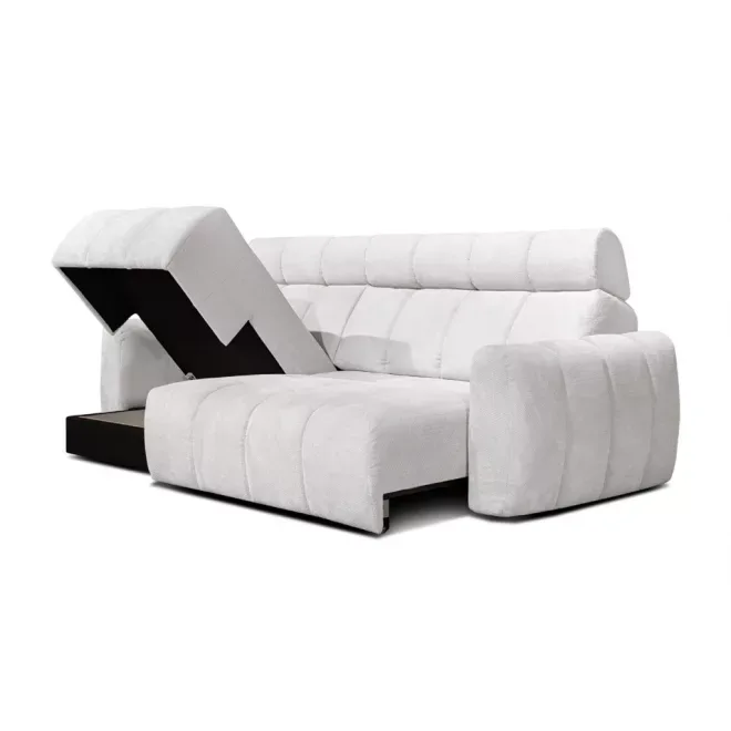 Movi sarokkanapé elektromosan mélyíthető ülőfelülettel 160 cm x 270 cm - balos - ágyneműtartóval